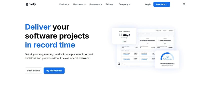 Axify platform tracking delivery performance and AI impact on DevOps metrics.