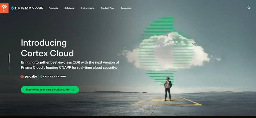 Prisma Cloud homepage promoting Cortex Cloud for real-time multi-cloud security