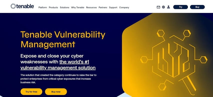 Tenable Vulnerability Management to identify and fix cyber risks with top-rated security tools