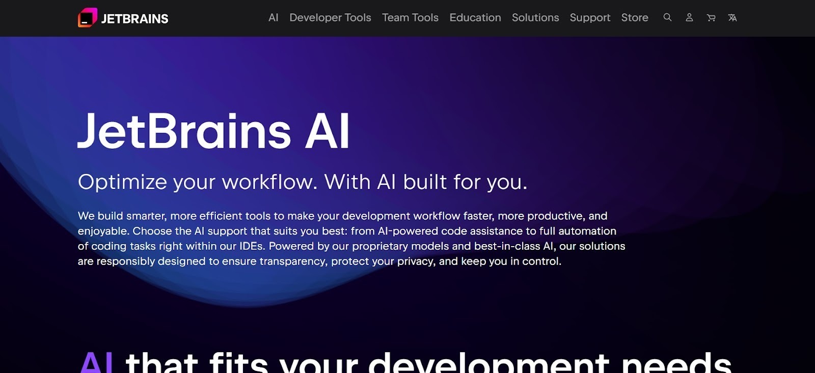 JetBrains AI platform offering integrated coding and workflow automation tools.