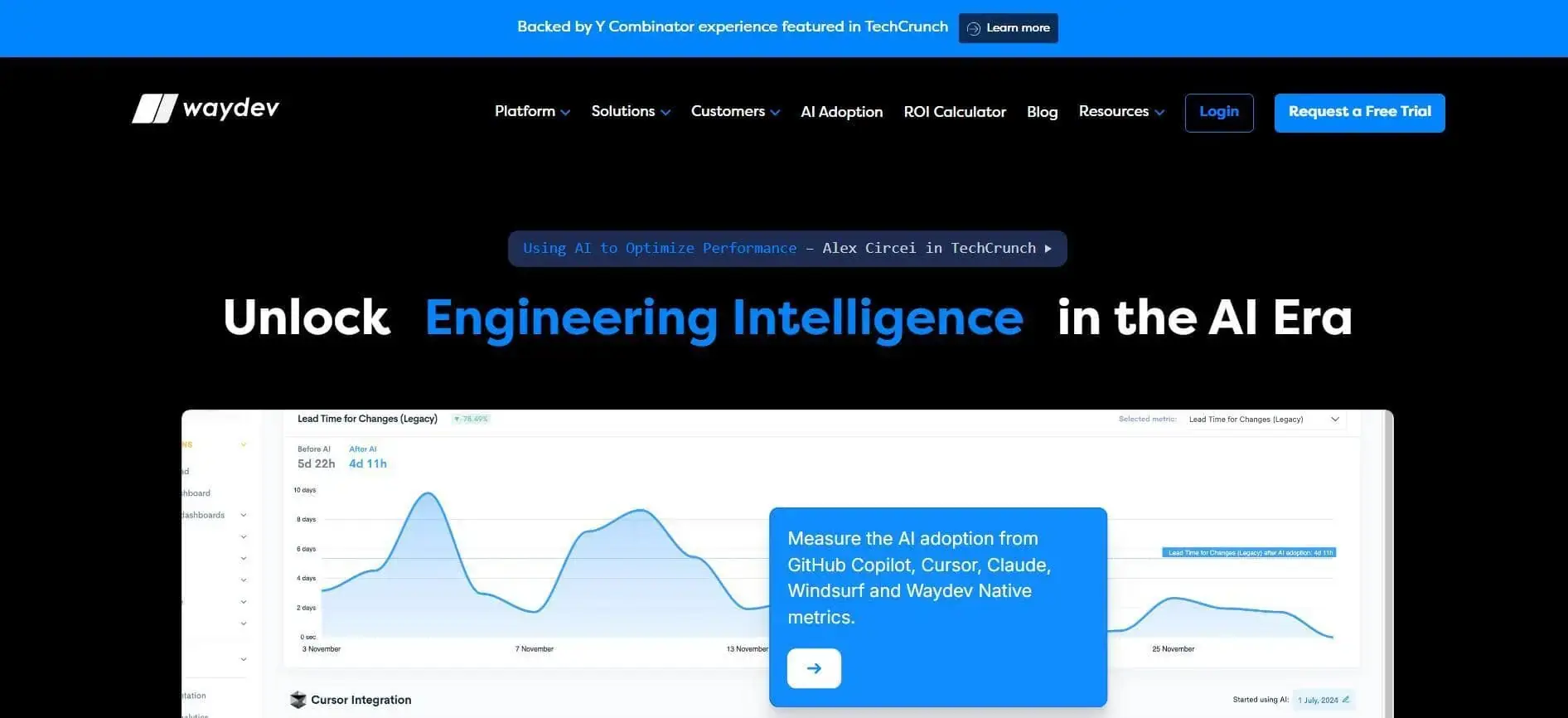 Waydev AI-powered engineering analytics platform.